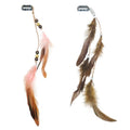 Feather Hair Clips Set - Boho 13 Inch Handmade Tribal Feather Accessories Pink + Coffee