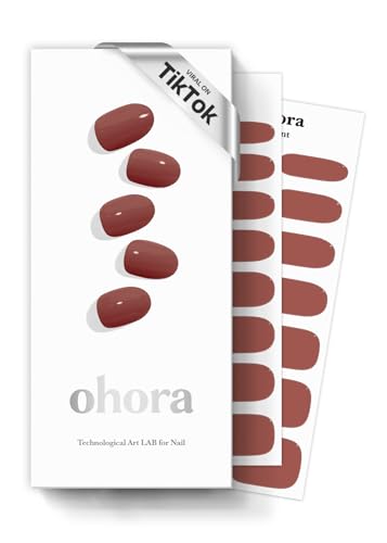 ohora Semi Cured Gel Nail Strips N Brick - Brown, Long Lasting, Salon-Quality, Easy Application, Includes Prep & Nail Tools