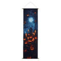 Halloween LED Canvas Backdrop - Graveyard Scene with Pumpkin & Pumpkin in Front of the Tombstone Variation