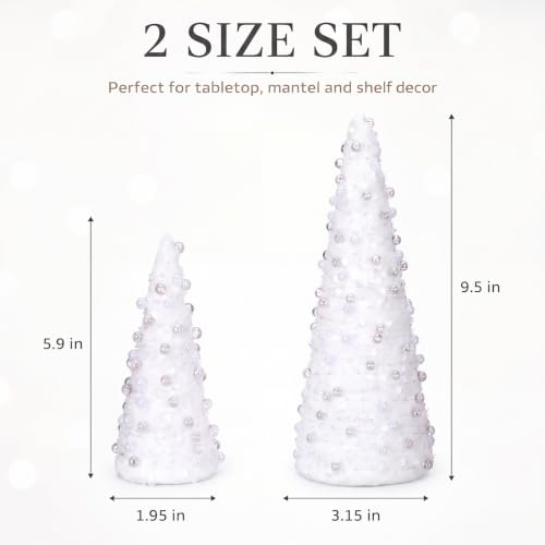 Pearl Mini Christmas Tree Set - 2 Sizes, Elegant Holiday Tabletop Decor - Pearl & Champagne Variation