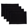 Black Linen Placemats Set of 4 - 14x19 Inches, Medium Weight, Handcrafted