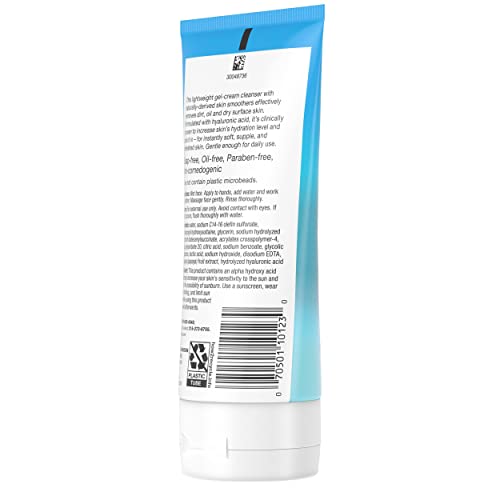 Neutrogena Hydro Boost Gentle Exfoliating Daily Facial Cleanser with Hyaluronic Acid, Clinically Proven to Increase Skin's Hydration Level, Non-Comedogenic Oil-, Soap- & Paraben-Free, 5 Oz, 3 Pack