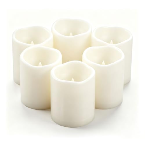Outdoor Waterproof Flameless Candle Set with Timer - White 3x3 Inches, 6 Pack