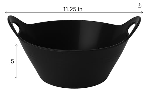 Large Plastic Bowls with Handles - 4.5L Black Party Snack Bowls 2 Pack
