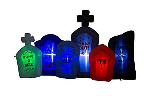 7.5 Foot Inflatable Halloween Tombstones with LED Lights - Pathway Scene Decor