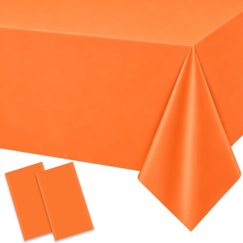 Orange Disposable Table Covers 2 Pack 54x108 Inches for Fall Parties - Variation: Orange / 2 Pack
