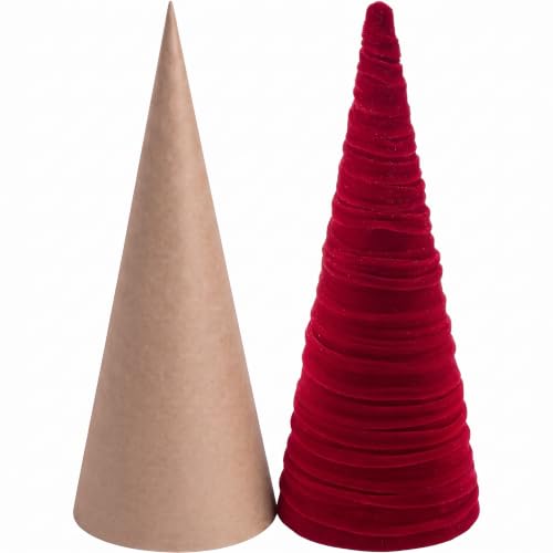 14 Inch Thick Paper Mache Cones for Holiday Crafts and Decorations - Set of 6