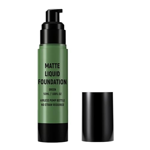 Green Liquid Face Paint Foundation for Halloween Costume Makeup - Buildable & Full Coverage