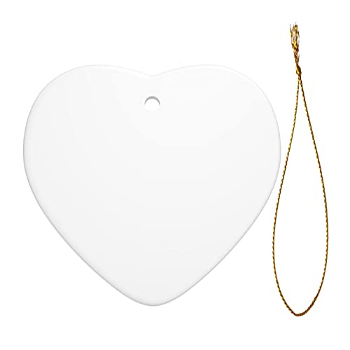Personalized Ceramic Heart Christmas Ornament - White Holiday Tree Hanging Decor