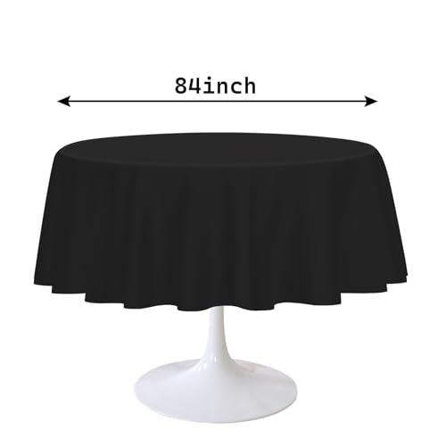Black Plastic Round Tablecloth 3 Pack 84 Inch Disposable Cover for Parties