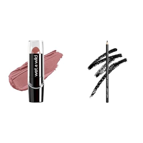 Wet n Wild Lipstick and Eyeliner Set - Rich Color Dark Pink Frost & Black