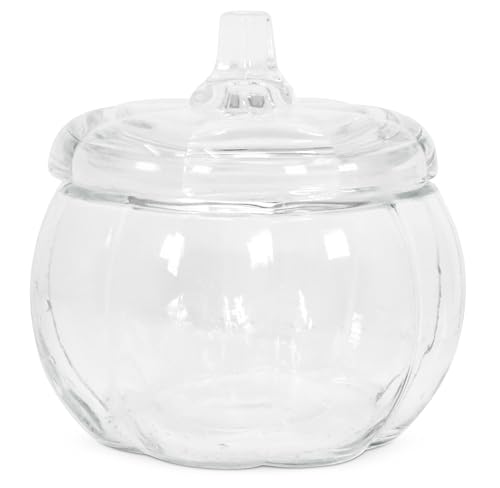 Glass Pumpkin Cookie Jar 36 oz with Lid - Decorative Food Storage Container