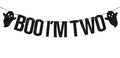 Two Boo I'm Two Banner Halloween Birthday Decorations - Black Glitter