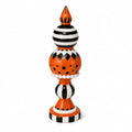 15-Inch Orange Black and White Checkered Halloween Table Decor - Pumpkin Accent, Farmhouse Style