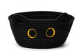 Black Cat Cotton Rope Storage Basket - Small, Cute, Foldable Organizer