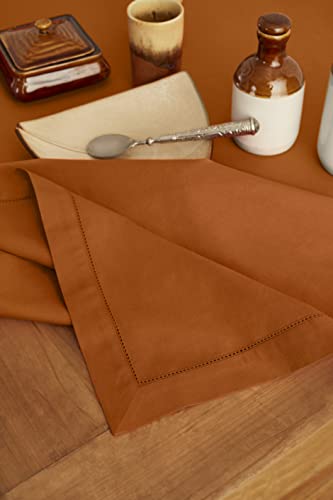 Cotton Linen Rectangular Tablecloth - Cinnamon 58 x 84 in - Handcrafted