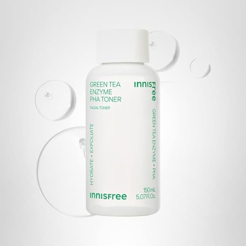 innisfree Green Tea Enzyme PHA Toner with Hyaluronic Acid, Hydrating Korean Exfoliating Essence for Smooth, Glowing Skin