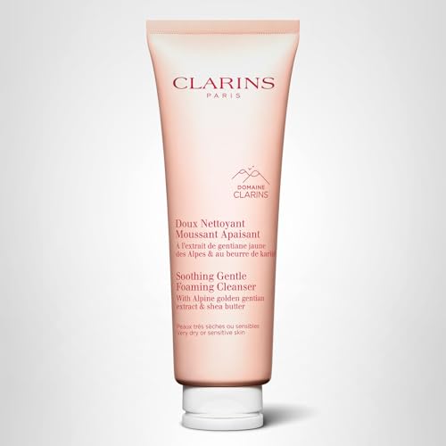 Clarins Soothing Gentle Foaming Face Cleanser | Cleanses, Soothes, and Comforts | Contains Nourishing Shea Butter | Soap-Free| SLS-Free| Very Dry or Sensitive Skin Types | 4.2 Ounces (Pack of 1)