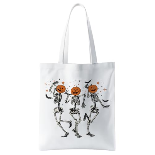 Halloween Tote Bag Threeskeleton Ghost Canvas Reusable Candy Bag - Kids Gift