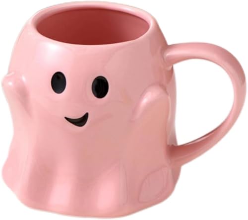 Halloween Ghost Mug Pink 3D Ceramic Coffee Cup - Spooky Novelty Drinkware