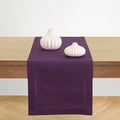 Cotton Linen Table Runner Purple Hemstitch 14x90 Inches - Handcrafted
