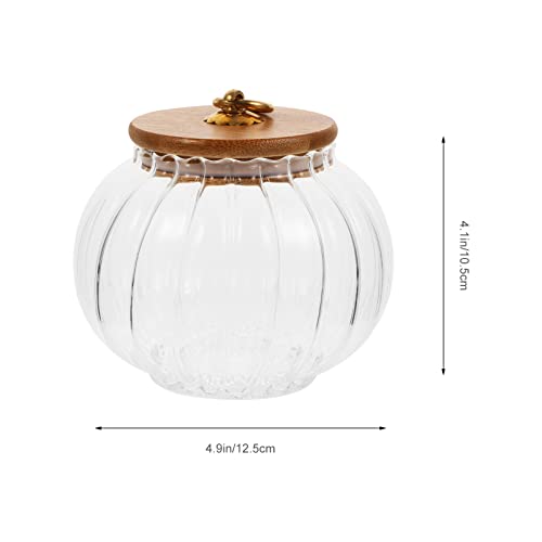 Glass Pumpkin Candy Jar with Lid 28Oz Food Storage Container for Halloween Christmas