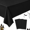 Black Plastic Tablecloth 3 Pack - Scalloped Halloween Waterproof Disposable
