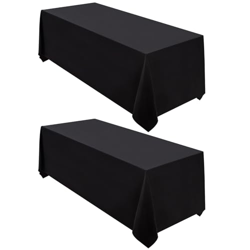 Black Rectangle Tablecloth 90x132 Inch for 6-8 Foot Tables - 2 Pack, Premium Polyester, Versatile & Easy Care - Variation: Black / 90" x 132"