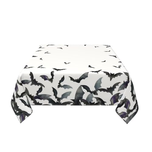 Halloween Tablecloth Square 54x54 Inch Black Bats Farmhouse Decor - Sorktse
