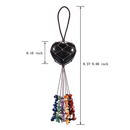 Black Obsidian Love Heart Crystal Hanging Ornament for Feng Shui & Meditation - Car & Home Decor - Variation: Black / Black Obsidian