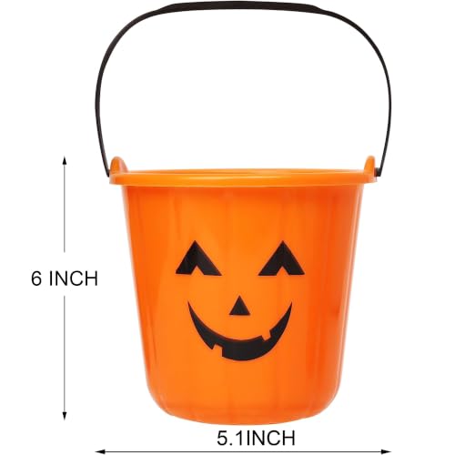 Halloween Pumpkin Trick or Treat Buckets - Set of 12, Smile Jack-O-Lantern Design