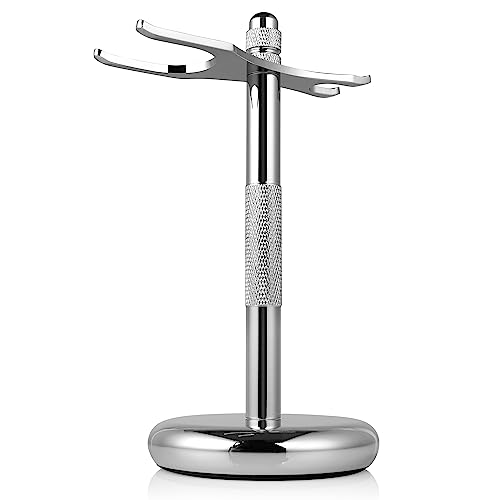 Perfecto Deluxe Chrome Razor and Brush Stand - Elegant Shaving Accessory