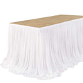 14FT Off-White Table Skirt for Wedding - Chiffon Desk Skirt with Velcro