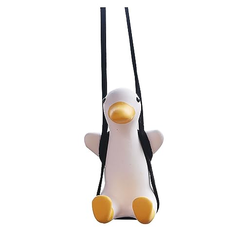 Cool Duck Swing Car Pendant - Cute Animal Rearview Mirror Ornament, Car Interior Decor