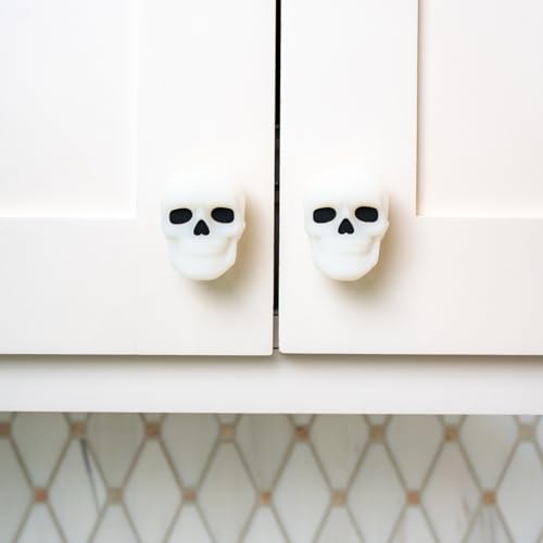 Skull Decorative Cabinet Knob Covers - Halloween Spooky Home Decor, 12 Pack