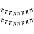 Black Satin Bow Garland Banner - 2 Strings with 16 Large Bows, Ready to Hang