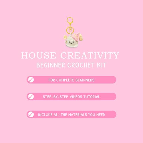 Crochet Keychain Kit for Beginners - Make 3 Mini Ghost Charms with Video Tutorial - Keychain-3 P&W