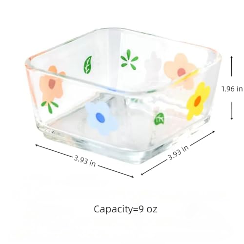 9 OZ Small Glass Flower Candy Dish with Pink Floral Design - Cute Kitchen Decor
