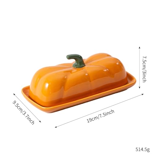 Orange Pumpkin Ceramic Butter Dish with Lid - Fall Kitchen Decor - Variation of THIS listing