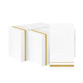 400 Pack Gold Trim Disposable Paper Dinner Napkins - Elegant White 3-Ply