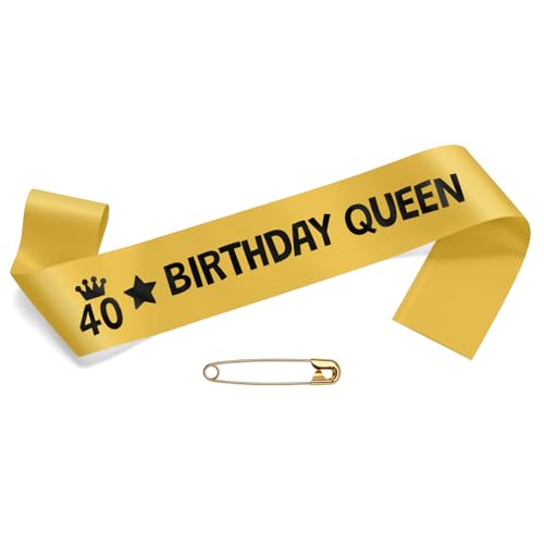 40th Birthday Sash for Women Men - Happy 40th Party Decorations Gift