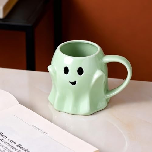 Green Halloween Ghost Mug 3D Ceramic Coffee Cup Novelty Drinkware