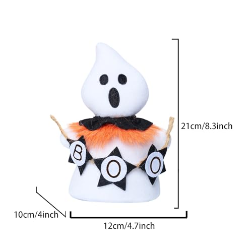 Halloween Ghost Plush Decorations Set of 2 - Boo Banner, 8.3 Inch, White & Orange, Cute Halloween Decor & Gifts - Variation of THIS listing