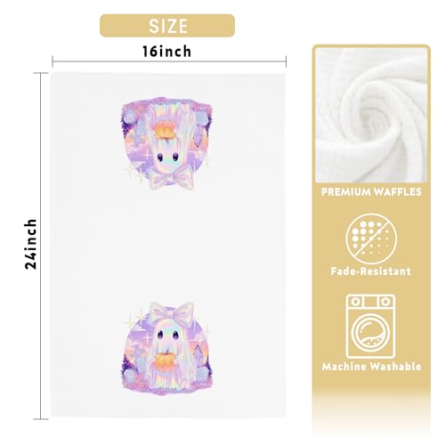 Halloween Towels for Kitchen & Bathroom - Pumpkin Ghost Decor Gift - 16x24 Inches
