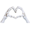 White Hand Bone Heart Sculpture - Modern Home Decor, Halloween Table Centerpiece