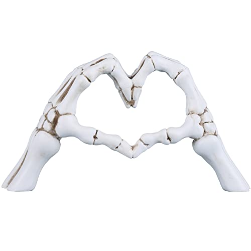White Hand Bone Heart Sculpture - Modern Home Decor, Halloween Table Centerpiece