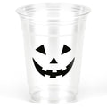 50 Pack Halloween Pumpkin Face Plastic Cups 12oz - Disposable Party Drinkware