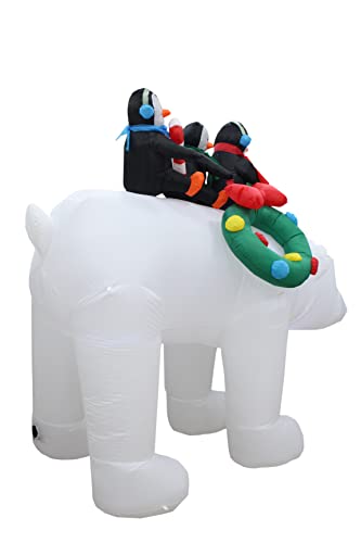 8 Ft Inflatable Christmas Yard Decoration with Penguins and Polar Bear