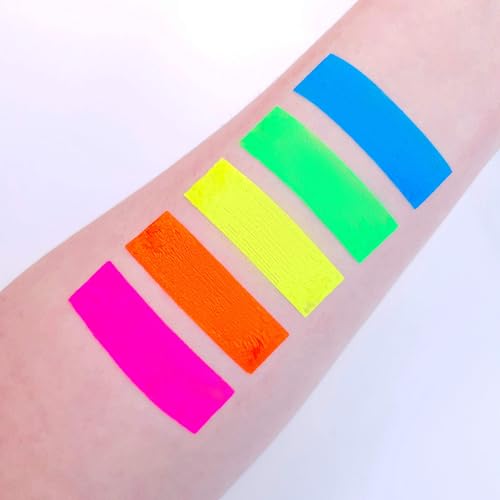 Blacklight Face and Body Paint 0.34oz Neon Fluorescent Pack of 5 - UV Reactive