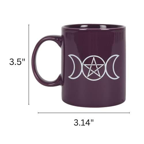 Gothic Purple Triple Moon Mug - Ceramic Witch Symbols Coffee Cup, 11 FL OZ